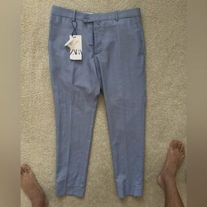 BRAND NEW Zara Men's Light Blue Pants - WOOL DRESS SLACKS